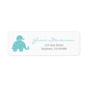 Blue Mum and Baby Elephant Labels