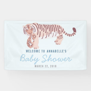 Blue Mum Tiger & Cub Baby Shower Banner
