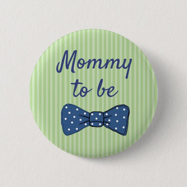 Blue Mum to be Bow Tie Baby Shower Button (Front)
