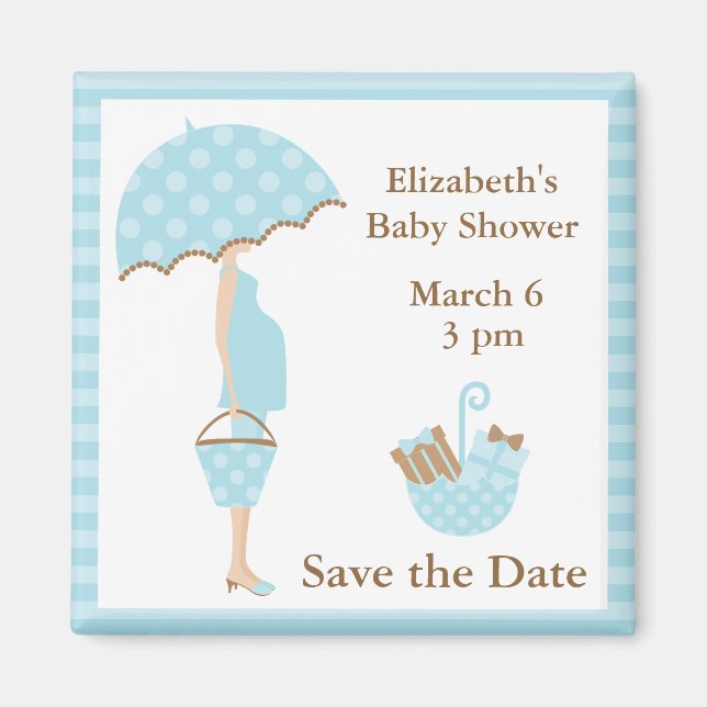 Blue Mum to be with Umbrella Magnet (Front)