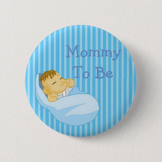 Blue Mummy To Be Baby Shower Button (Front)