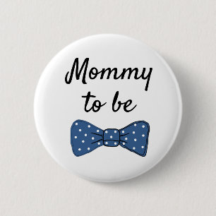 Blue Mummy to be Bow Tie Baby Shower Button