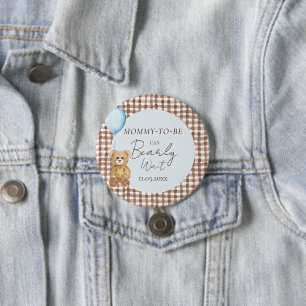 Blue Mummy To Be Can Bearly Wait Boy Baby Shower  7.5 Cm Round Badge