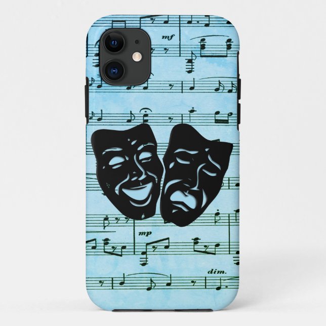 Blue Music Art Unites Theatre Masks  Case-Mate iPhone Case (Back)