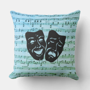 Blue Music Art Unites Theatre Masks  Cushion