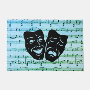 Blue Music Art Unites Theatre Masks  Doormat