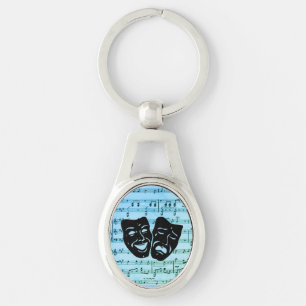 Blue Music Art Unites Theatre Masks Key Ring