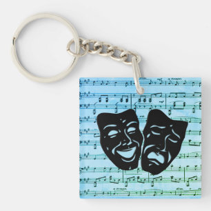 Blue Music Art Unites Theatre Masks Key Ring
