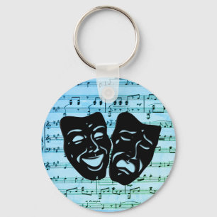 Blue Music Art Unites Theatre Masks  Key Ring