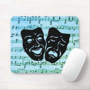 Blue Music Art Unites Theatre Masks  Mouse Mat