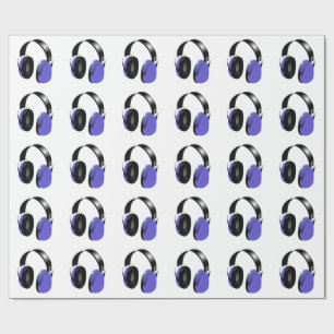 BLUE MUSIC HEADPHONES PATTERN Wrapping Paper
