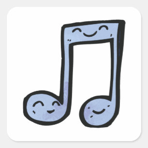Blue Music Note Square Sticker