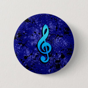 Blue Music Note Symbol - 6 Cm Round Badge