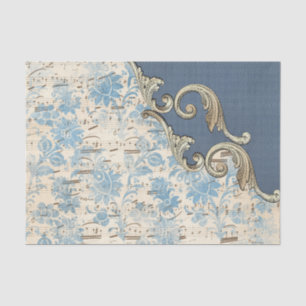 Blue Music Notes Ornate Decoupage Tissue Paper