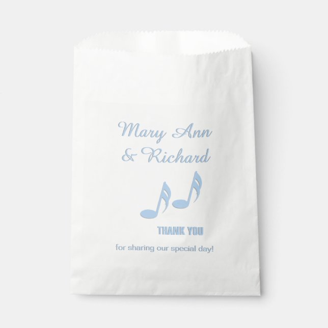 Blue Music Notes Thank You Favour Bags (Front)