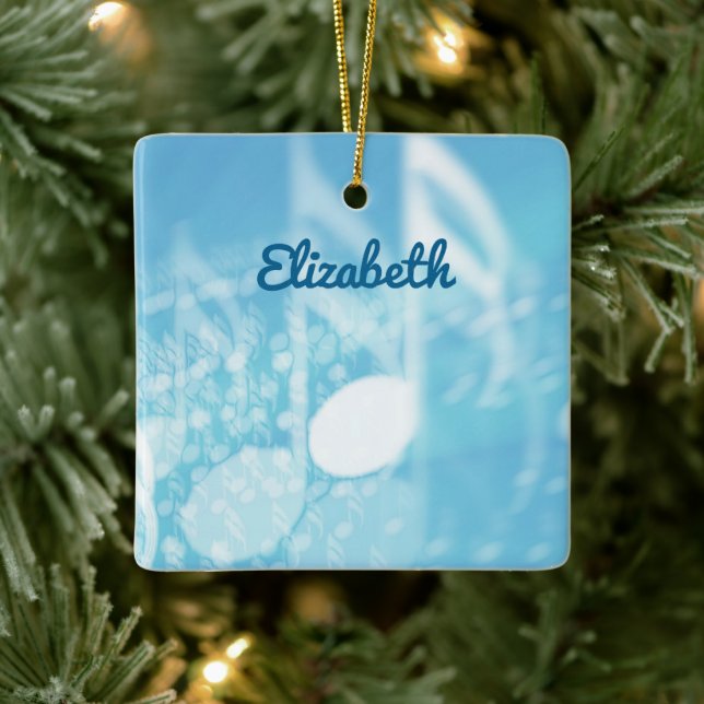 Blue Music Personalised Ceramic Ornament (Tree)