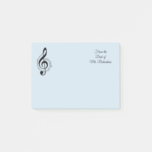 Blue Music Personalised Post it Notes 4x3 (Front)