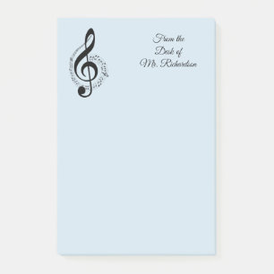Blue Music Personalised Post it Notes 4x6