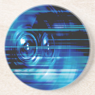 Blue music speakers coaster