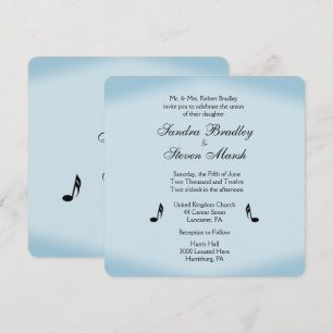 Blue Music Theme Wedding Invitation