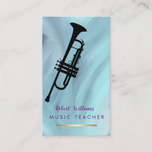 Blue Music Trumpet Instrument  Band Musician Business Card