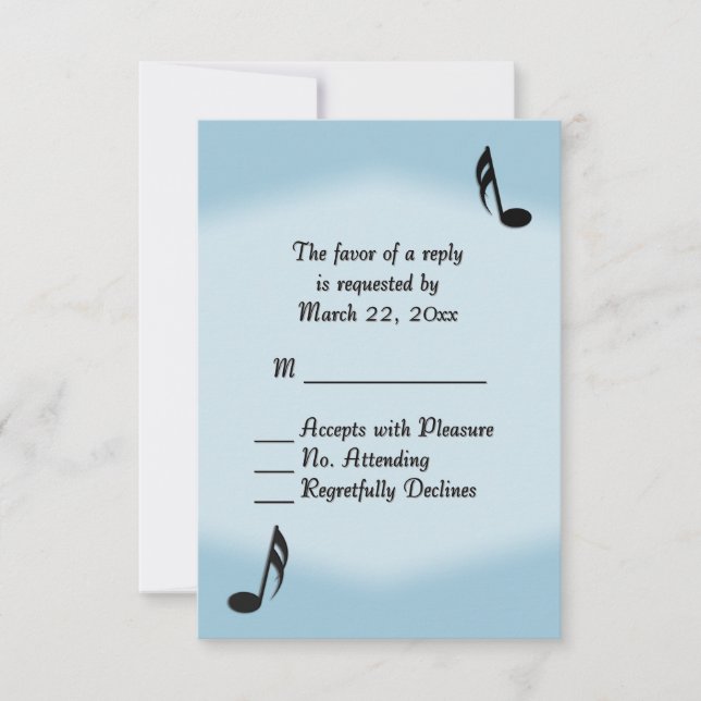 Blue Music Wedding RSVP Card (Front)