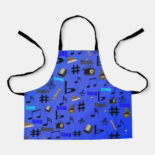 Blue Musical Notes And Instruments, Kids Apron