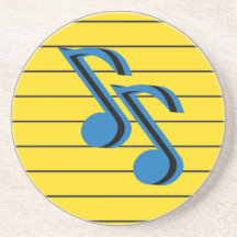 Blue musical notes on a notepad