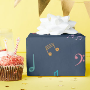 Blue musical  wrapping paper
