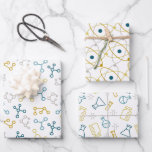 Blue Mustard Science Atoms Molecules Laboratory Wrapping Paper Sheet<br><div class="desc">Beautiful science wrapping paper sheets in blue,  yellow and grey colours. The images vary from molecules,  atoms to laboratory equipment. Perfect for scientists,  researchers,  biology students among other science students. Designed by Patricia Alvarez.</div>
