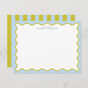 Blue & Mustard Wavy Border Note Card