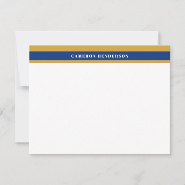 Blue Mustard Yellow Stripes Add Your Name Card (Front)