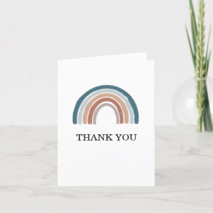Blue Muted Rainbow Baby Shower Thank You Card