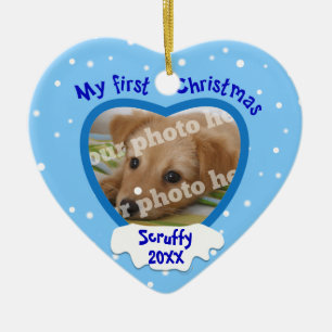 Blue My First Christmas Custom Photo Ornament