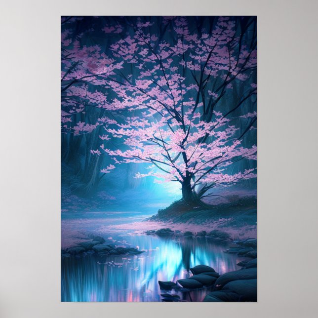 Blue Mystery in the Blossom Forest Poster (Front)