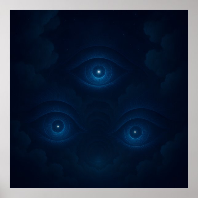 Blue Mystic Energy Eyes Wall Art (Front)