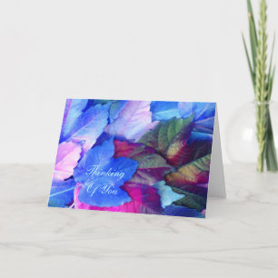 Blue N Pink Leaves - Thinking Of You Card