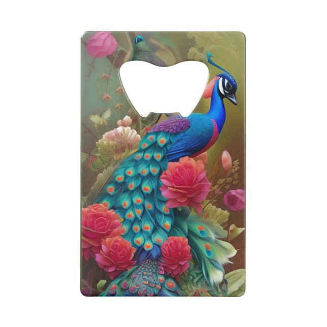 Blue N Teal Peacock in Pink Rose Garden  Zippo Lig (Front)