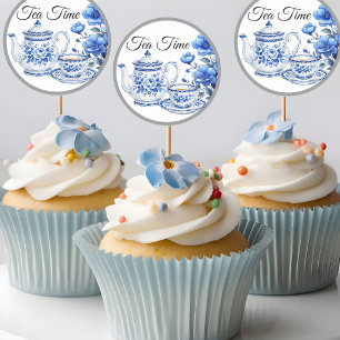Blue n White Floral Beauty Classic Round Sticker