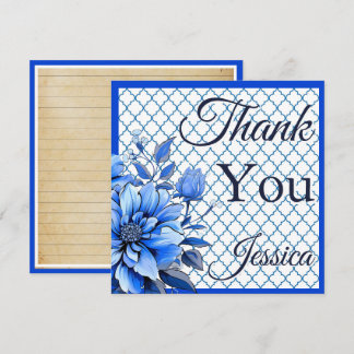 Blue n White Floral Beauty Thank You Card