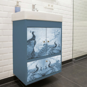 Blue n White Floral Peacock Chinoiserie Decoupage Tissue Paper