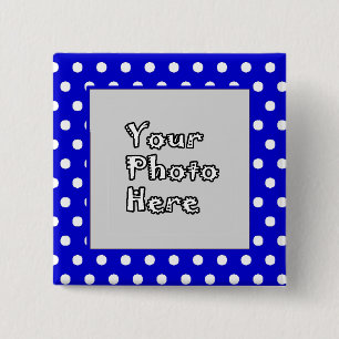 Blue n White Polka Dots Photo Frame 15 Cm Square Badge