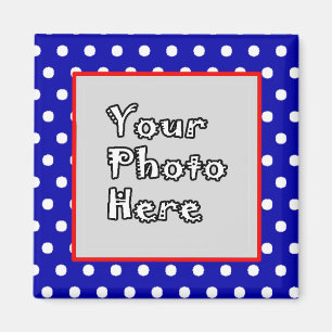Blue n White Polka Dots Red Trim Magnet