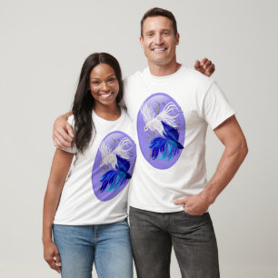 Blue 'n' White Siamese Fighting Fish Oval Shirts