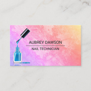 Blue Nail Polish and Brush   Modern Grunge Texture Business Card