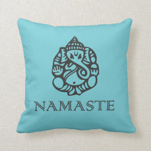 Blue Namaste Ganesh Pillow