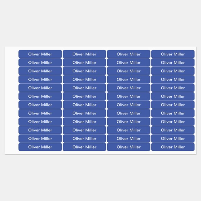 Blue name labels for school camp daycare (Sheet)