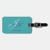 Blue Name Monogram Initials Simple Plain
