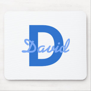 Blue Name & Monogram Mouse Mat