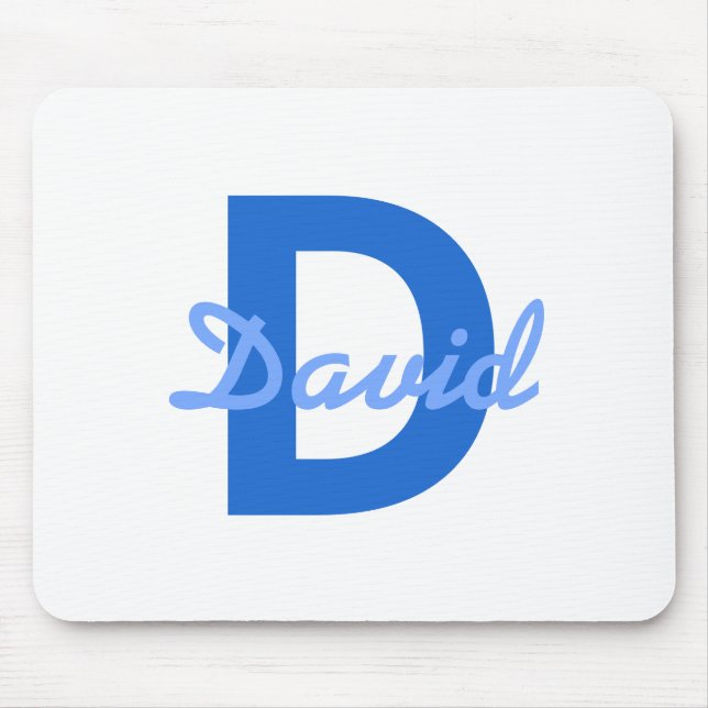 Blue Name & Monogram Mouse Mat (Front)